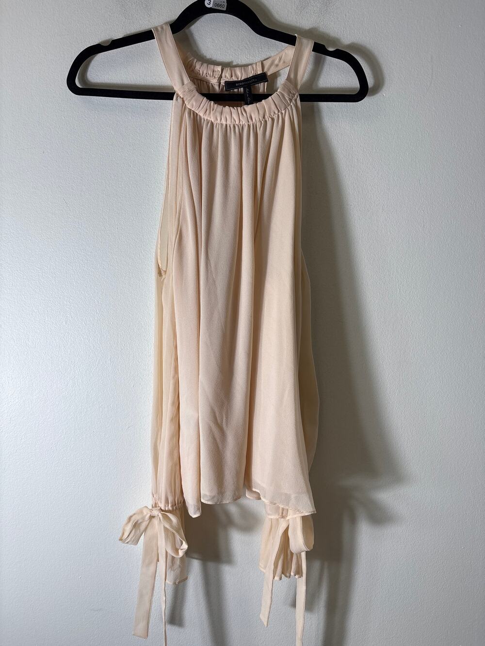 BCBG Peach Cold Shoulder Long Sleeve Blouse Sz L